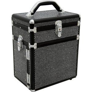 Professional Travel Cosmetic Makeup Case Jewelry Organizer Crystal Black